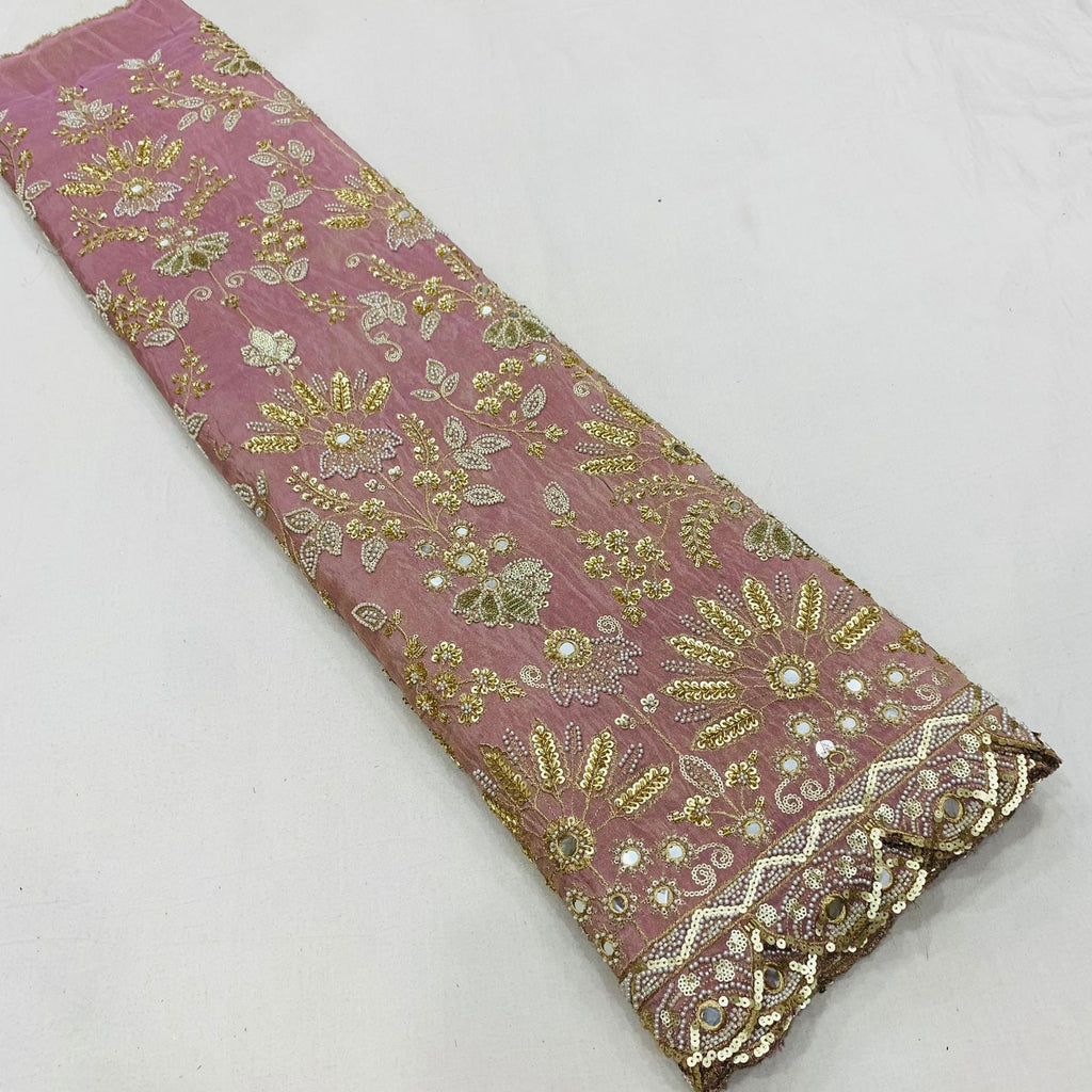 Pink Diamond Tissue Silk Fabric Handwork Materia lSharara Rosey's Creations
