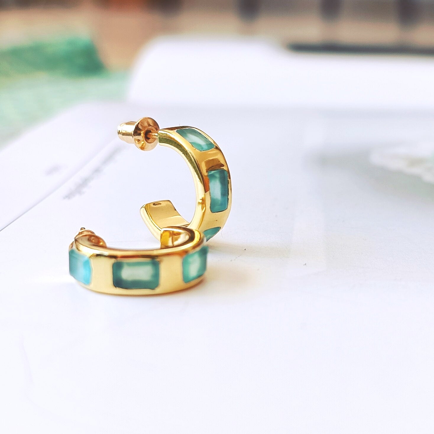 Cora Chunky Huggie Hoops Pariba Onyx Azuni London