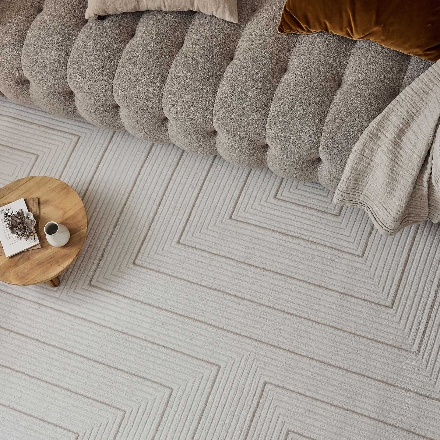 Carmel Cream-Beige Geometric Rug | 6040