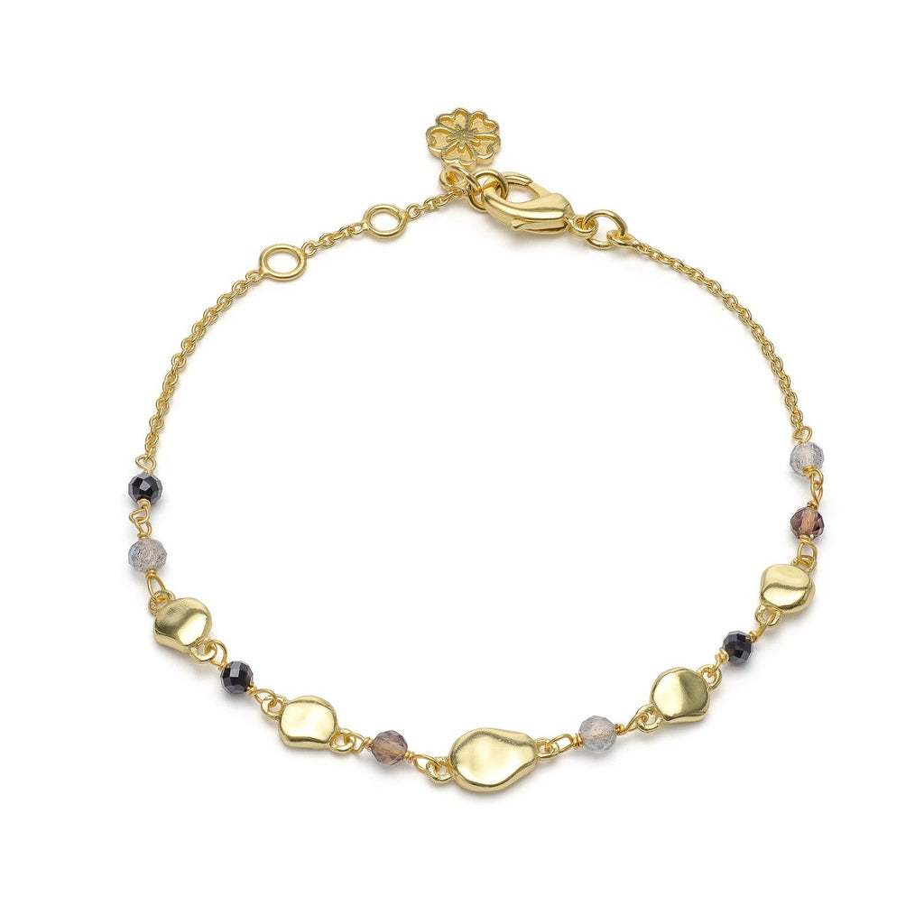 Sofia Nugget Bracelet  Black Onyx, Smoky Quartz & Labradorite Azuni London