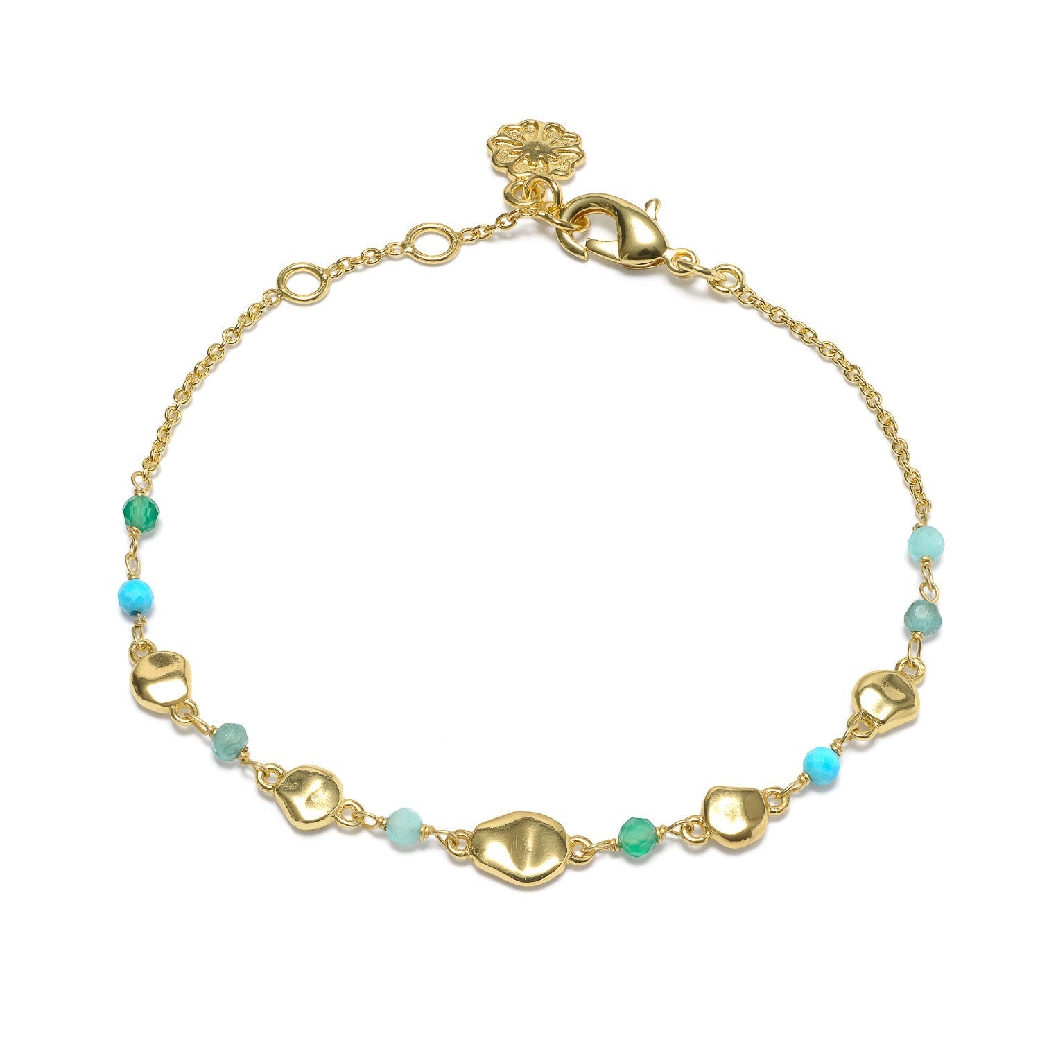 Sofia Nugget Bracelet  Amazonite, Apatite, Turquoise & Green White Jade Azuni London