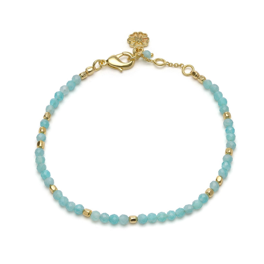 Milos Gemstone and Gold Bead Bracelet Amazonite Azuni London