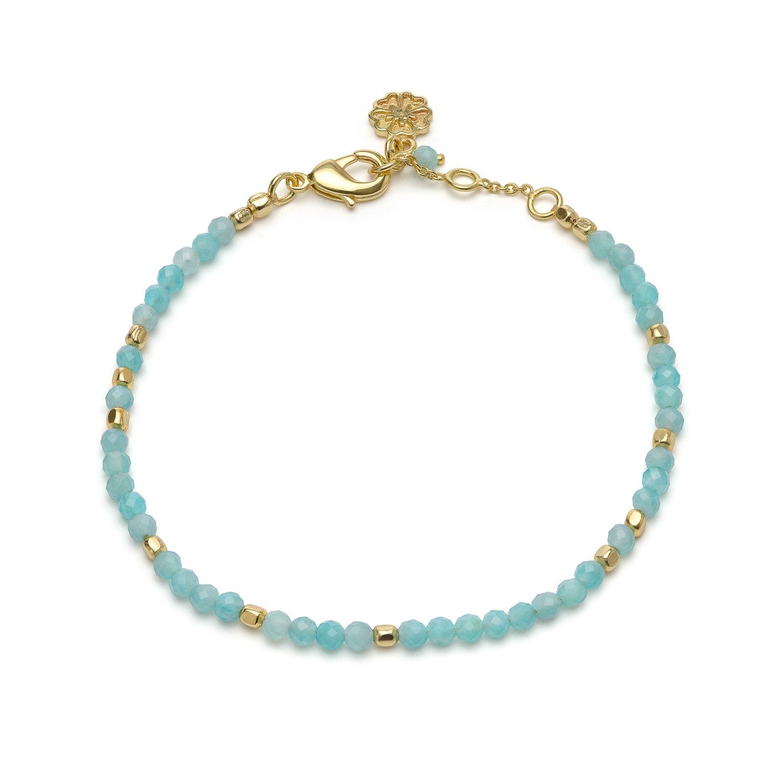 Milos Gemstone and Gold Bead Bracelet Amazonite Azuni London