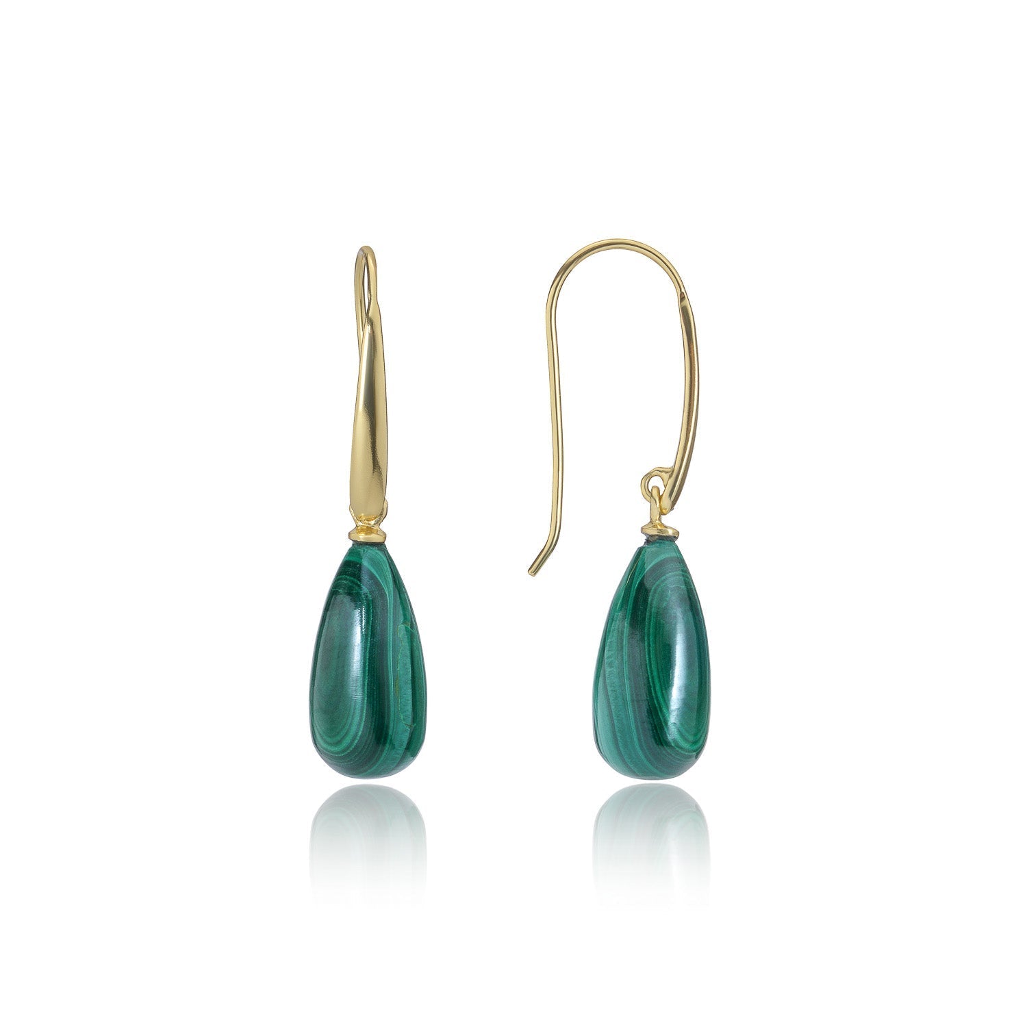 Hera Polished Stone Drop Earrings Malachite Azuni London