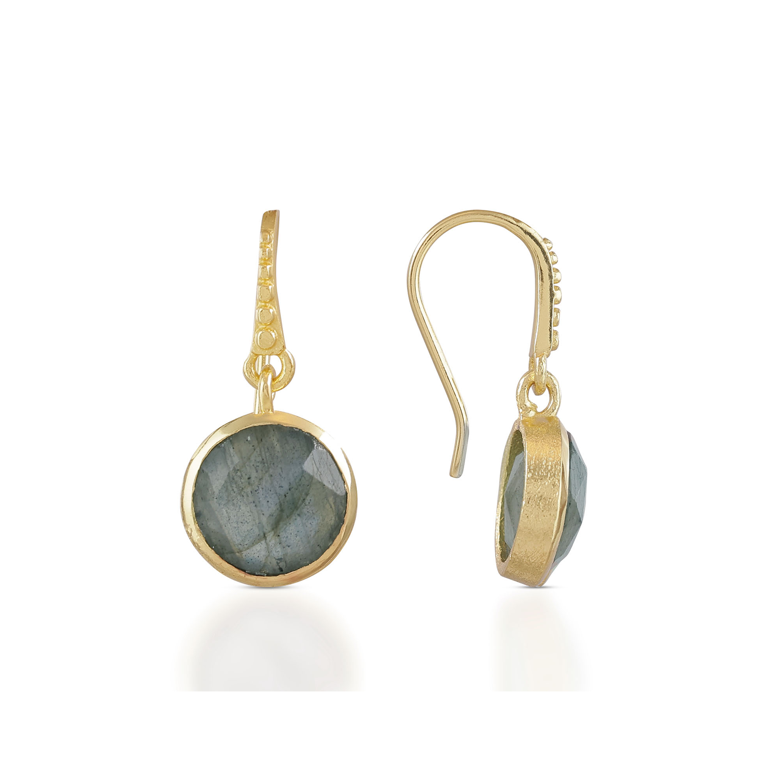 Charis Round Gemstone Earrings Labradorite Azuni London