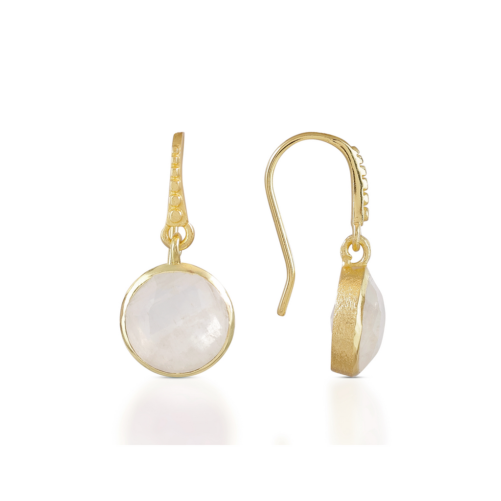 Charis Round Gemstone Earrings Moonstone Azuni London