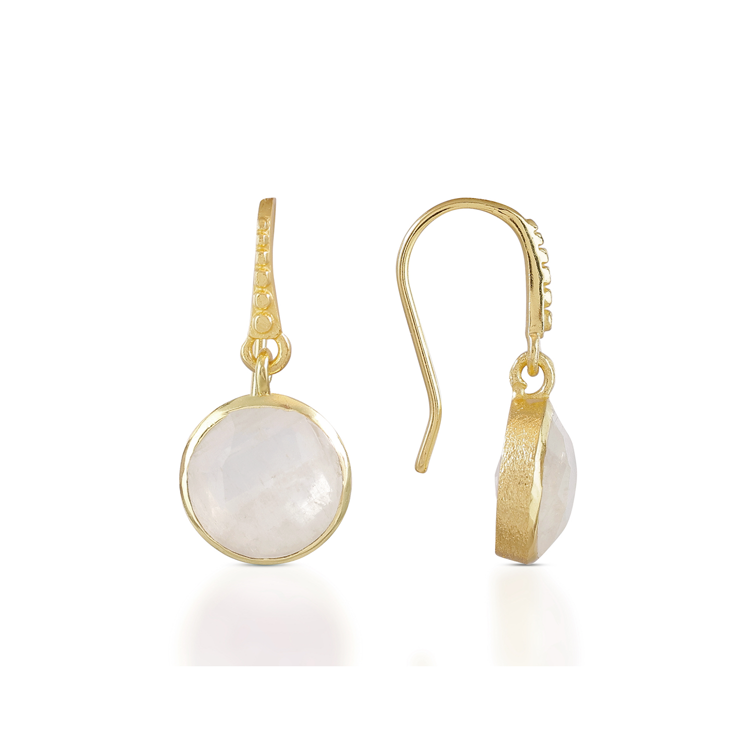 Charis Round Gemstone Earrings Moonstone Azuni London