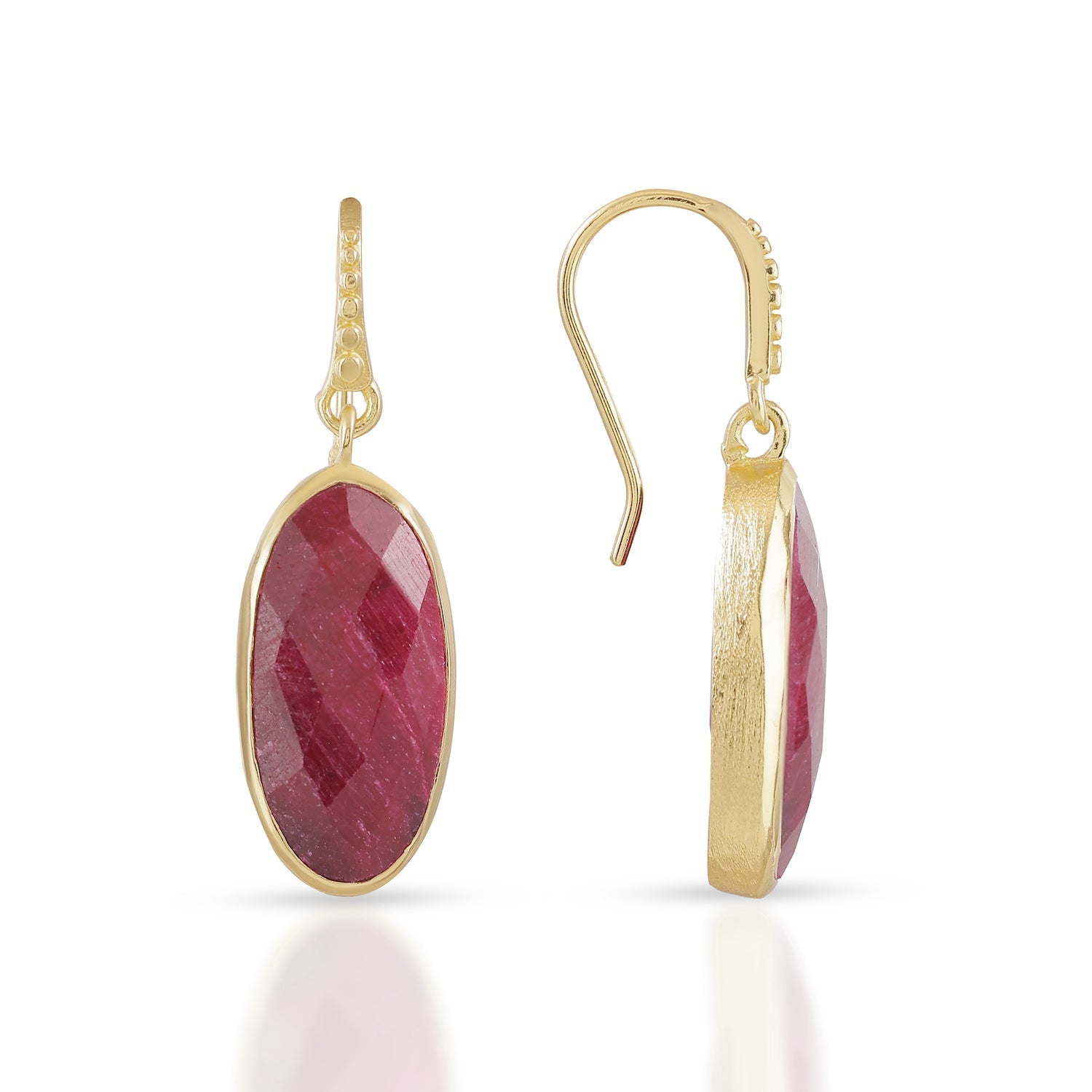 Charis Oval Gemstone Earrings Ruby Azuni London