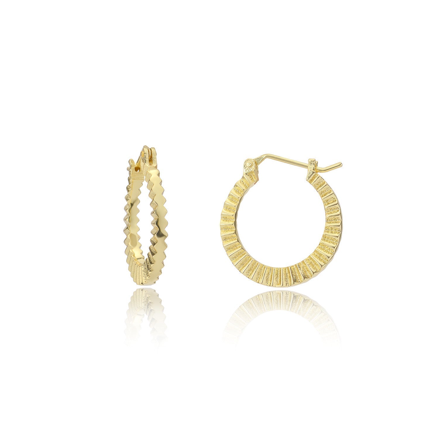 Kea Ridged Gold Hoops Azuni London