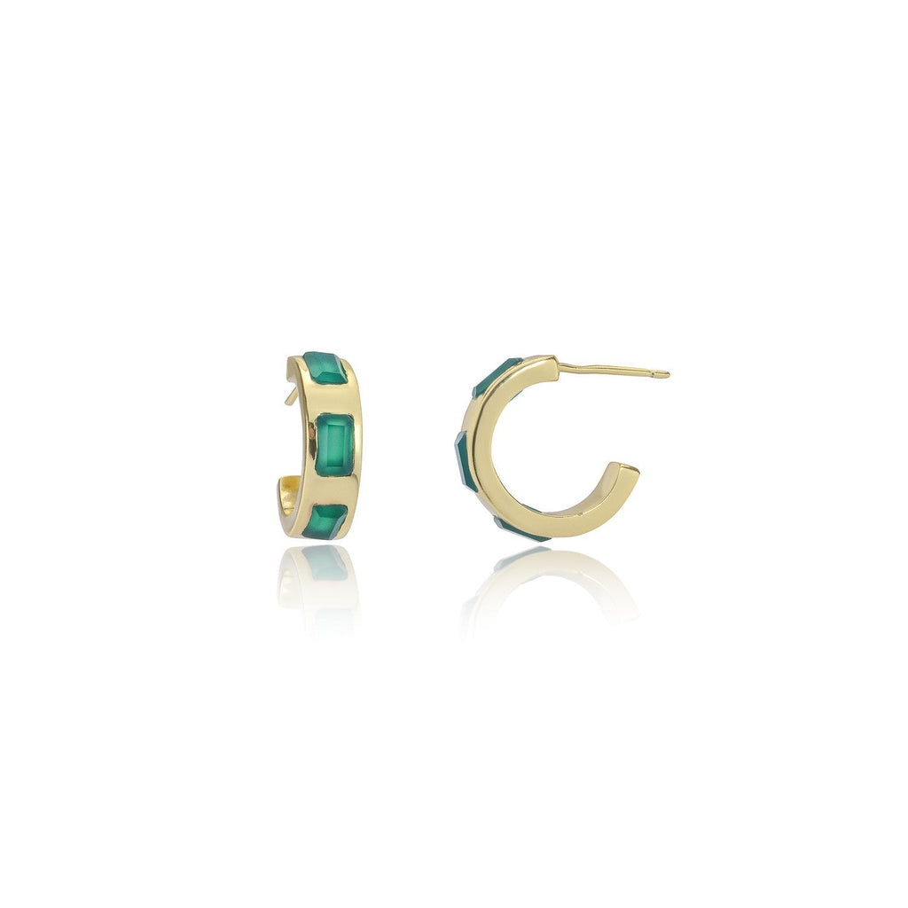 Cora Chunky Huggie Hoops Green Onyx Azuni London