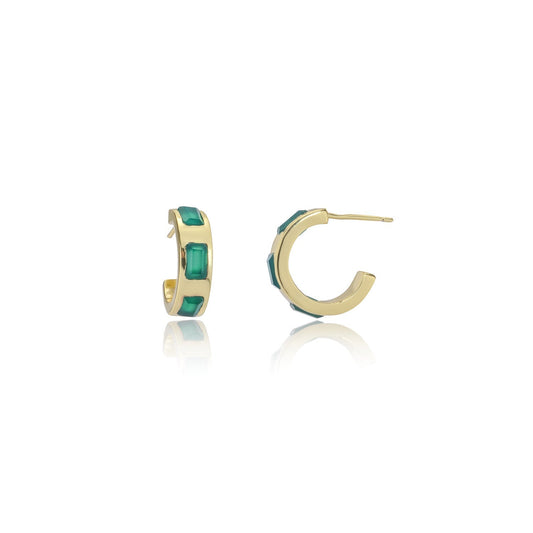 Cora Chunky Huggie Hoops Green Onyx Azuni London