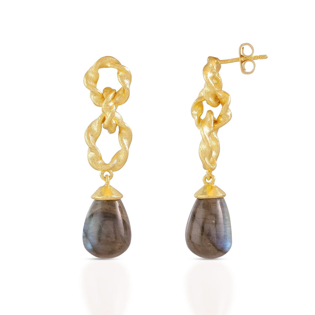 Moirai Double Twisted Loops Earrings Labradorite Azuni London