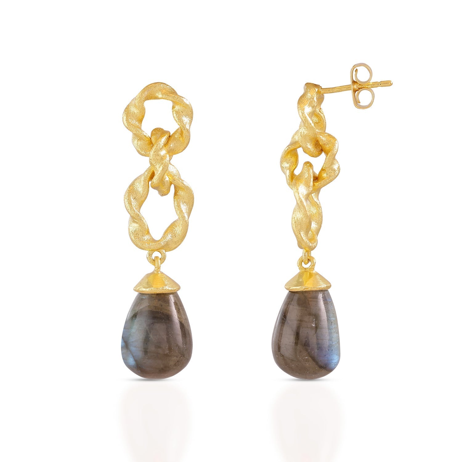Moirai Double Twisted Loops Earrings Labradorite Azuni London
