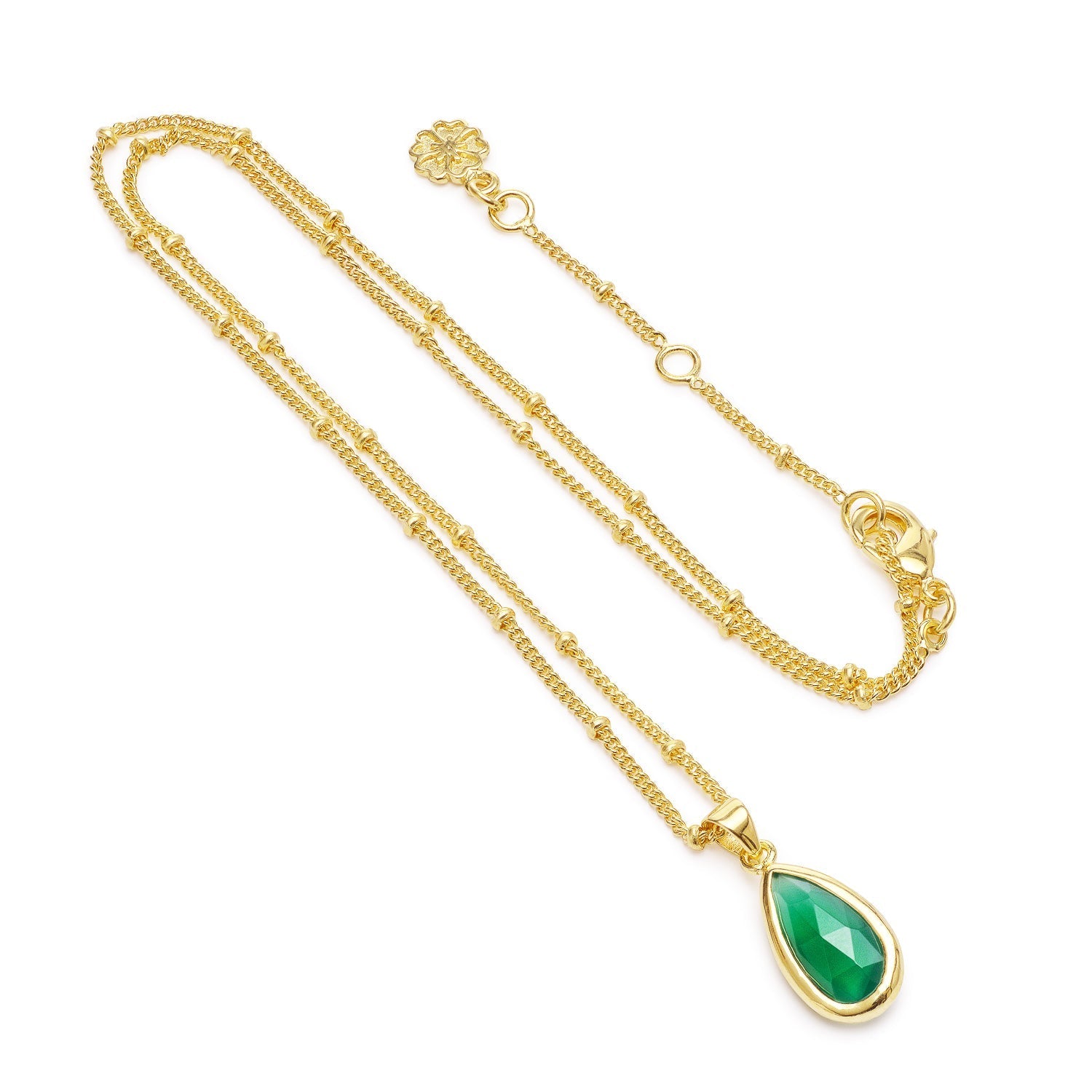 Simi Teardrop Gemstone Pendant with Green Onyx Azuni London