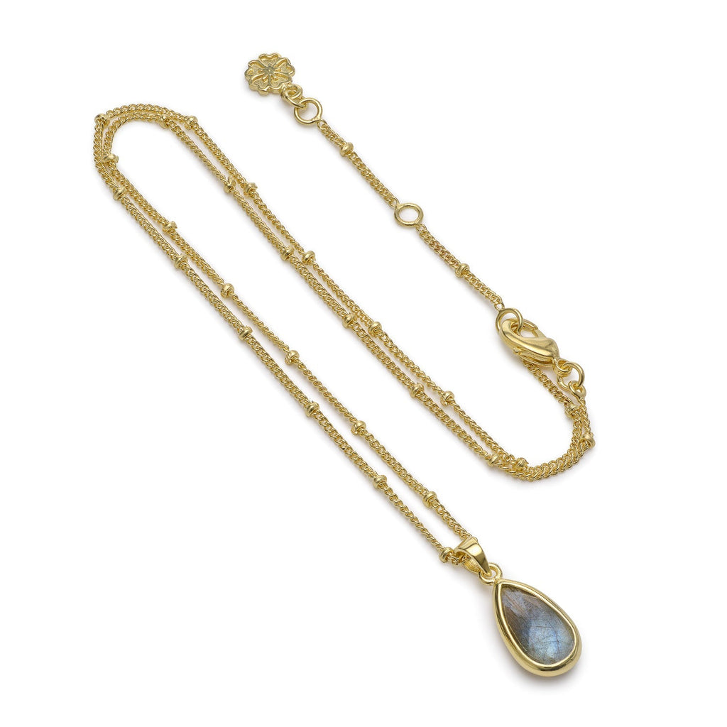 Simi Teardrop Gemstone Pendant with Labradorite Azuni London