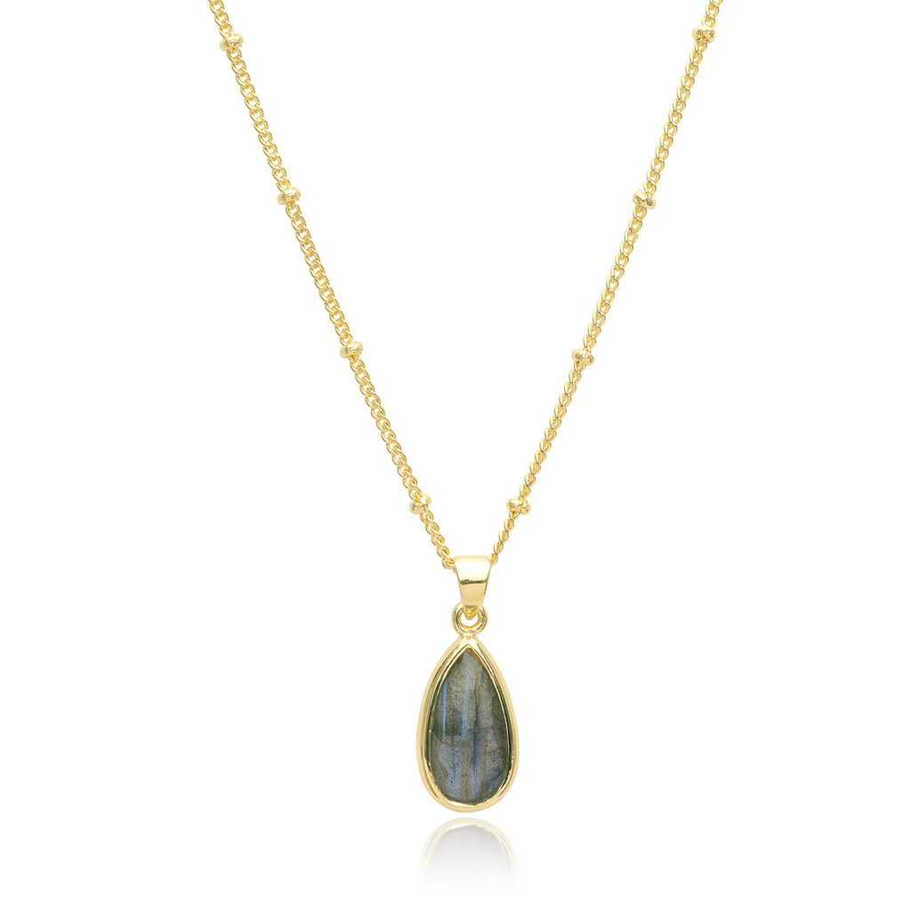 Simi Teardrop Gemstone Pendant with Labradorite Azuni London