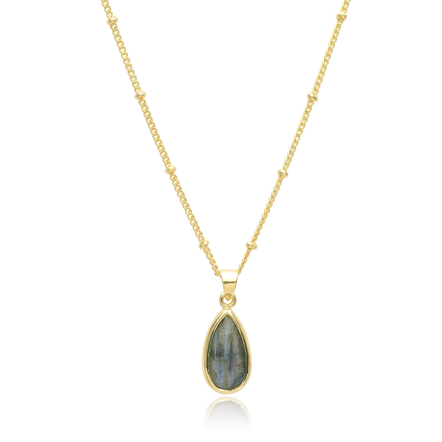Simi Teardrop Gemstone Pendant with Labradorite Azuni London