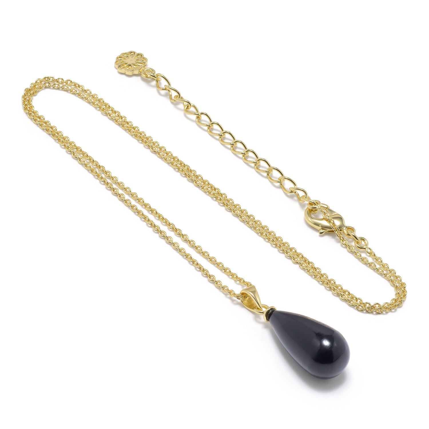 Hera Polished Stone Pendant Necklace Black Onyx Azuni London