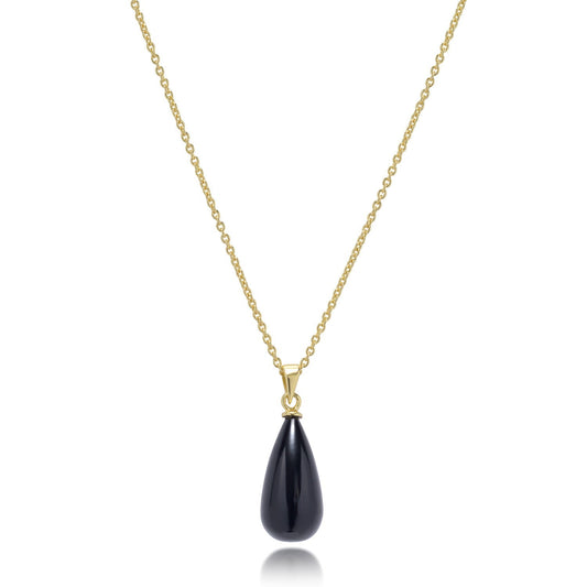 Hera Polished Stone Pendant Necklace Black Onyx Azuni London