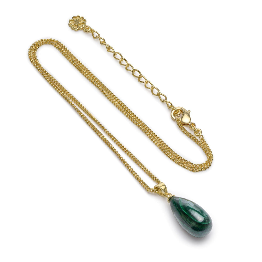 Hera Polished Stone Pendant Necklace Malachite Azuni London