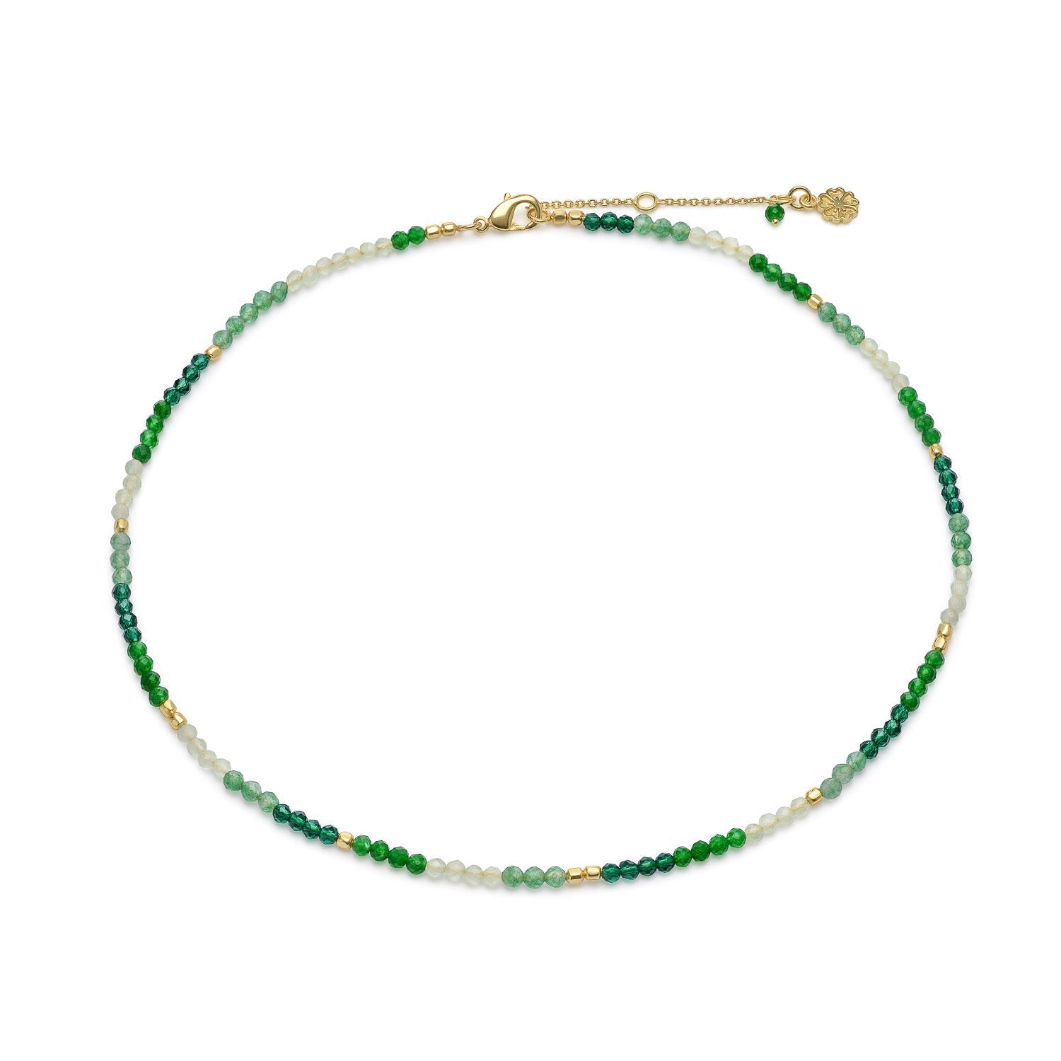 Milos Mixed Gemstone Beaded Necklace  Prehnite, Moss Agate & Green Aventurine Azuni London