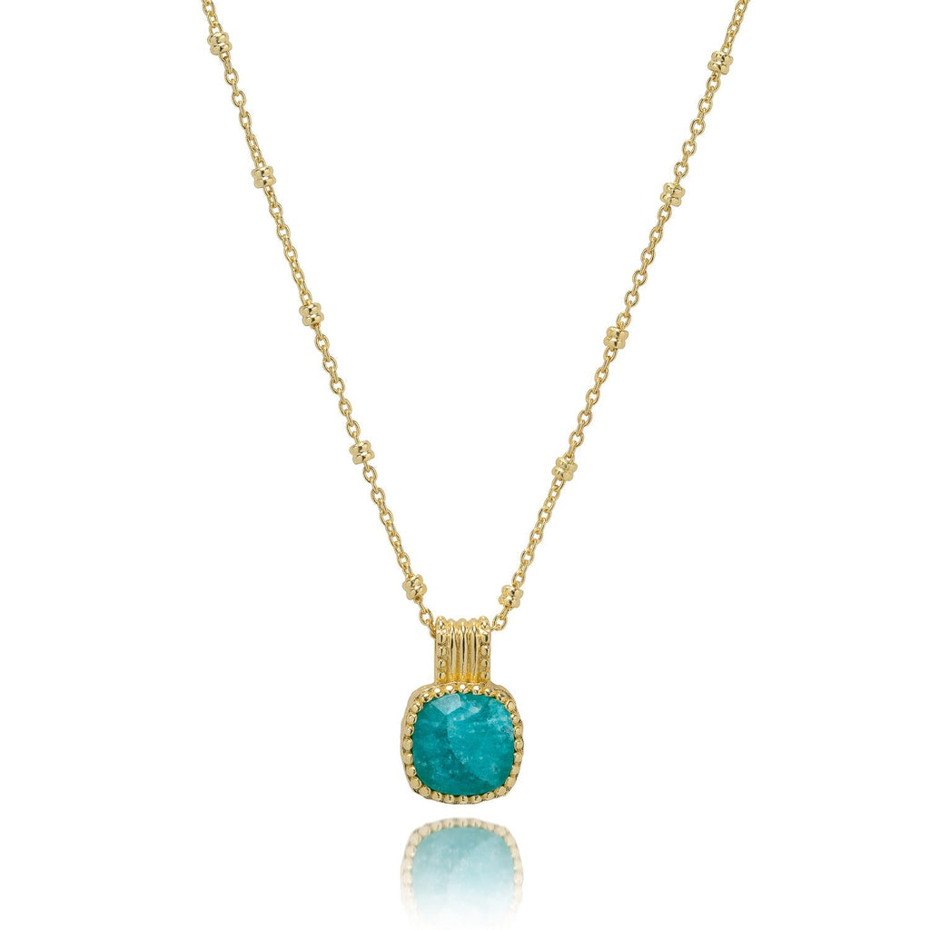 Tetra Square Gemstone Pendant: Amazonite Azuni London