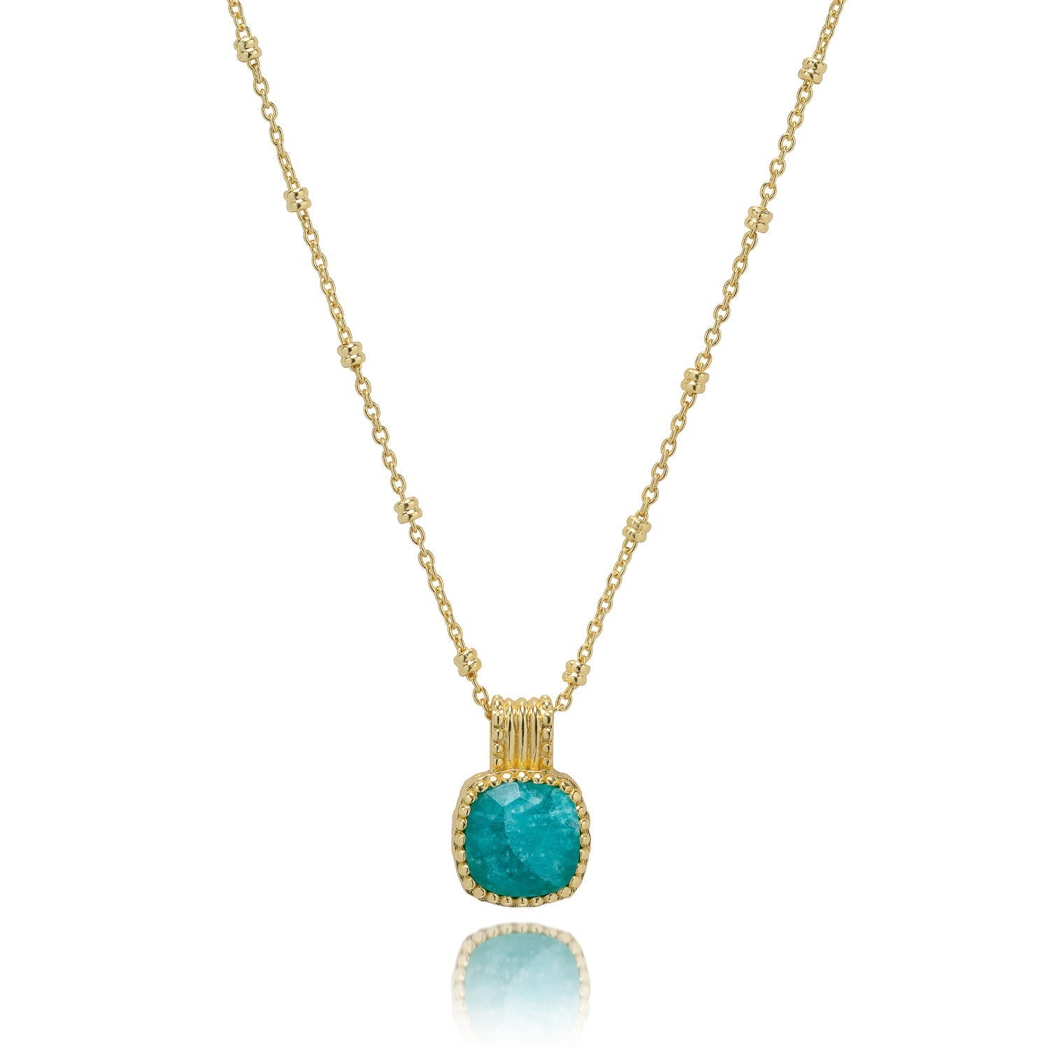 Tetra Square Gemstone Pendant: Amazonite Azuni London