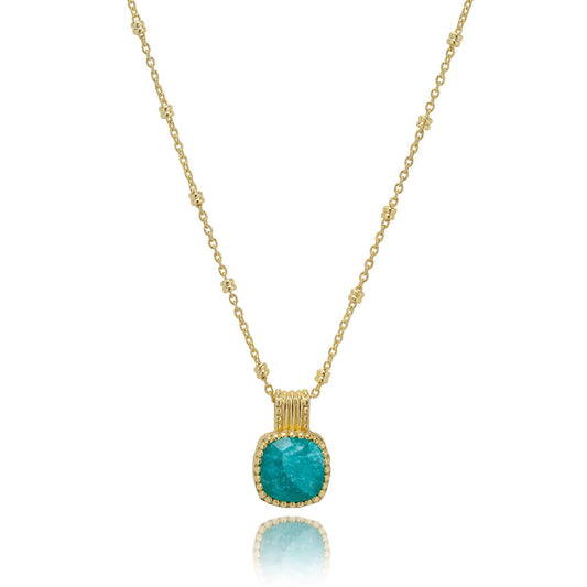 Tetra Square Gemstone Pendant: Amazonite Azuni London