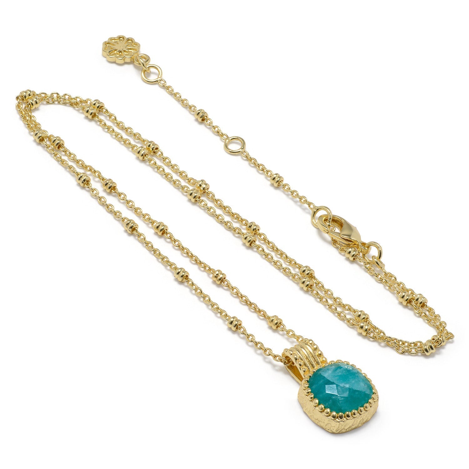 Tetra Square Gemstone Pendant: Amazonite Azuni London