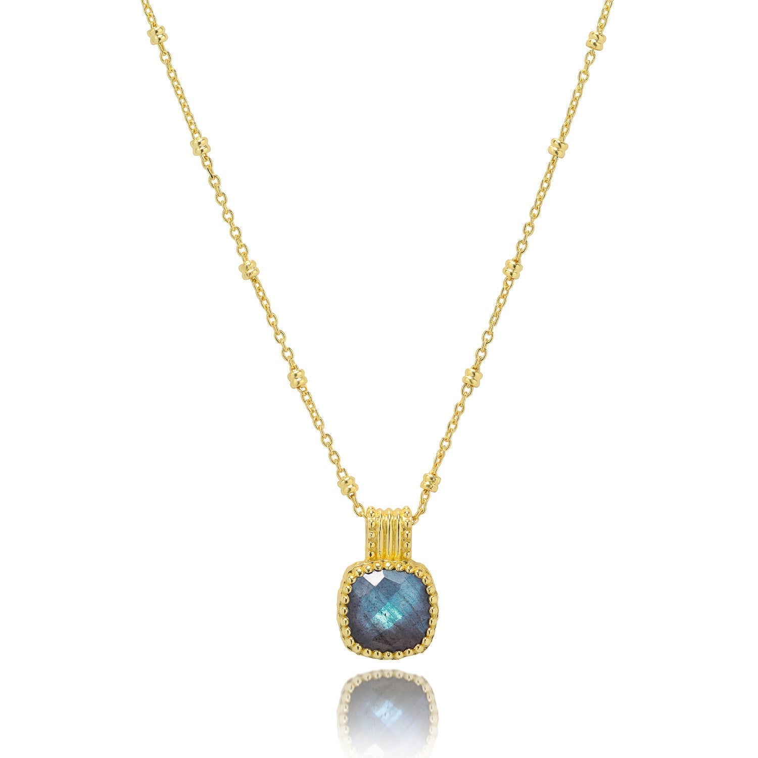Tetra Square Gemstone Pendant with Labradorite Azuni London