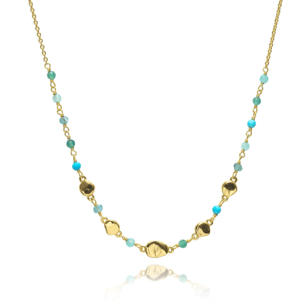 Sofia Nugget Necklace Amazonite, Apatite, Turquoise & Green White Jade Azuni London