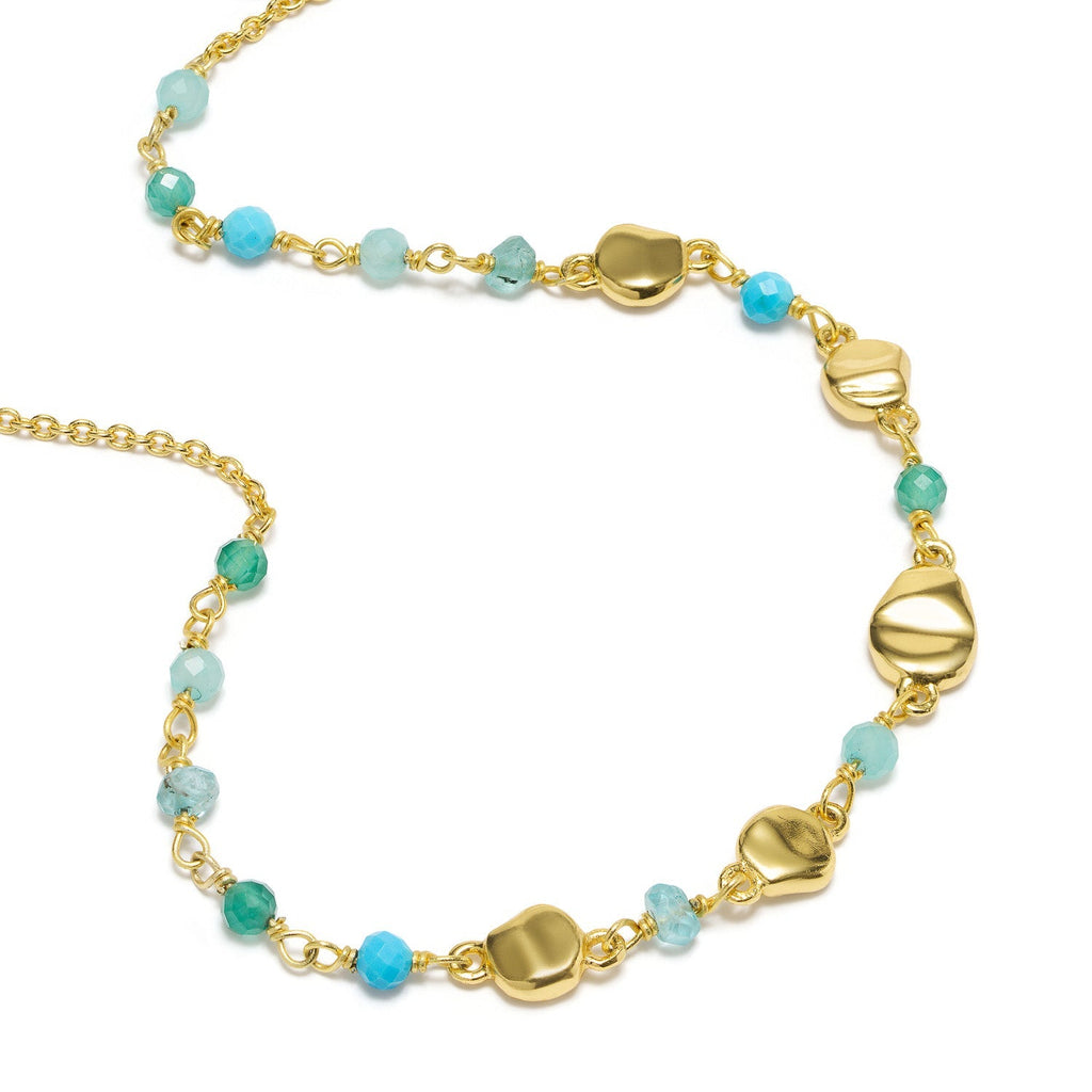 Sofia Nugget Necklace Amazonite, Apatite, Turquoise & Green White Jade Azuni London