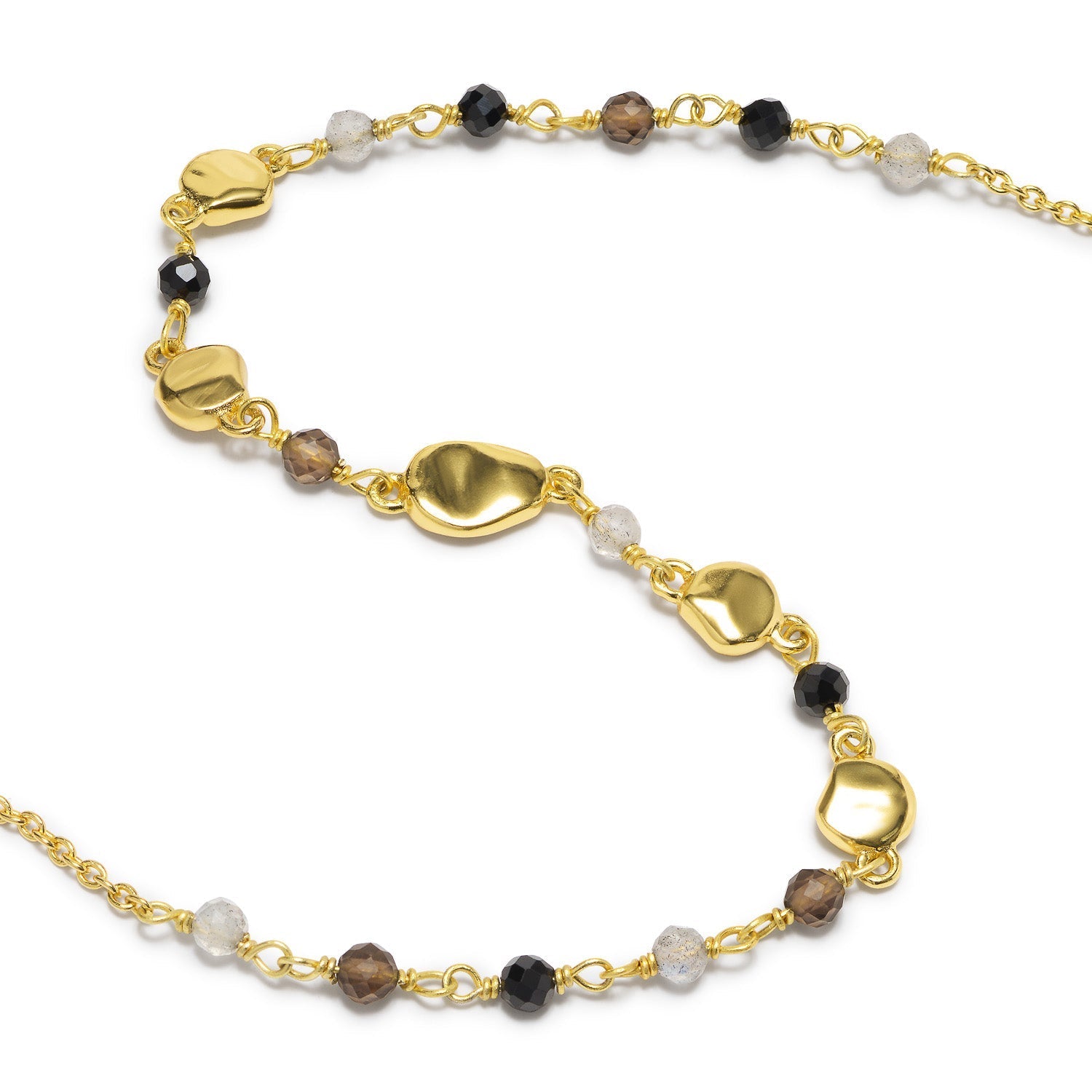 Sofia Nugget Necklace Black Onyx, Smoky Quartz & Labradorite Azuni London