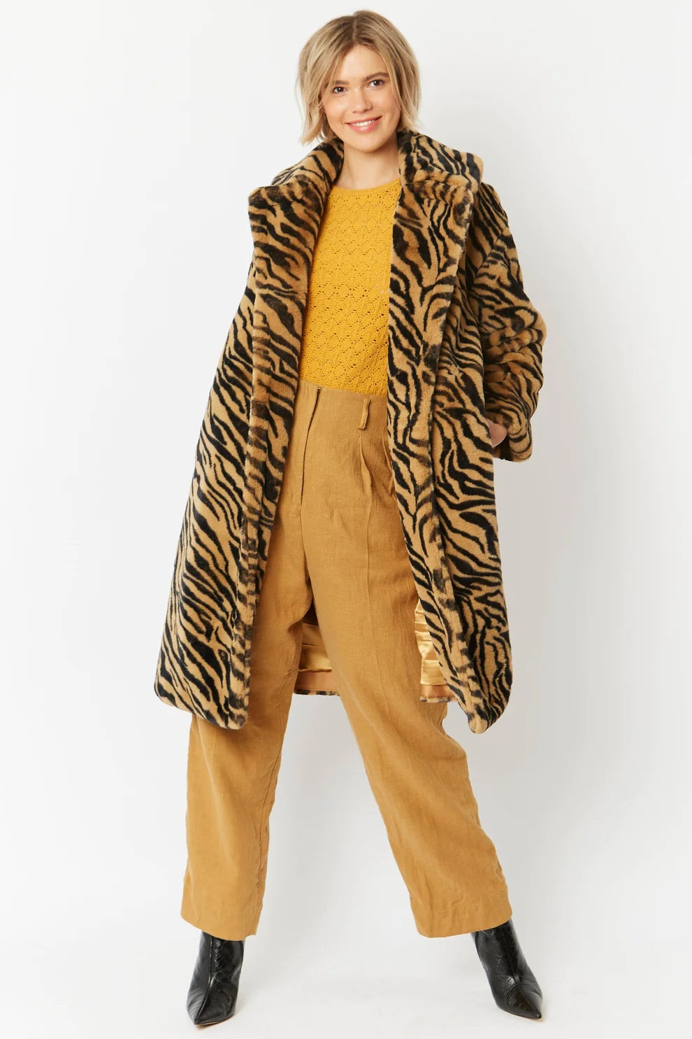 Animal Print Faux Fur Midi Shaved Shearling Coat Buy Me Fur Ltd