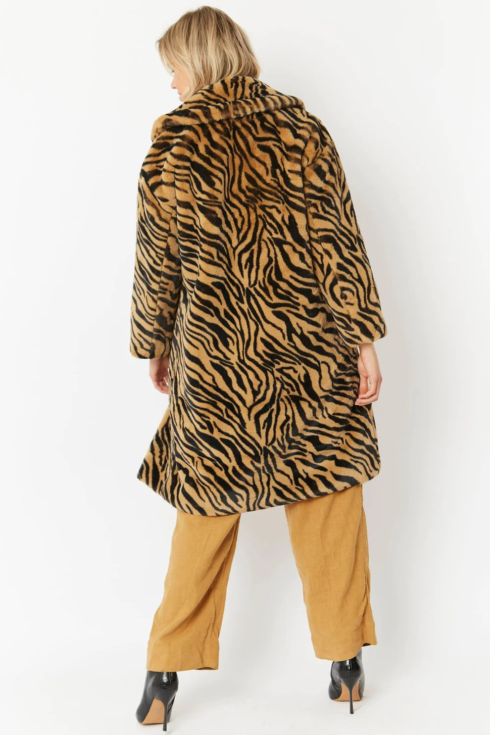 Animal Print Faux Fur Midi Shaved Shearling Coat Buy Me Fur Ltd