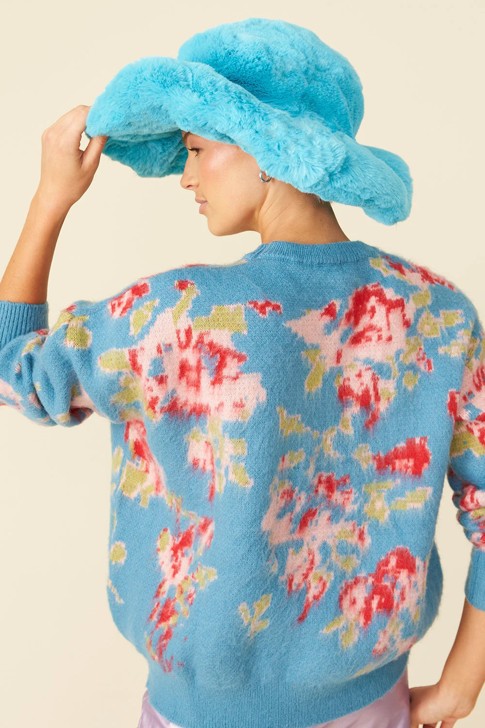 Banana Peel Blend Floral Blue Jumper Buy Me Fur Ltd