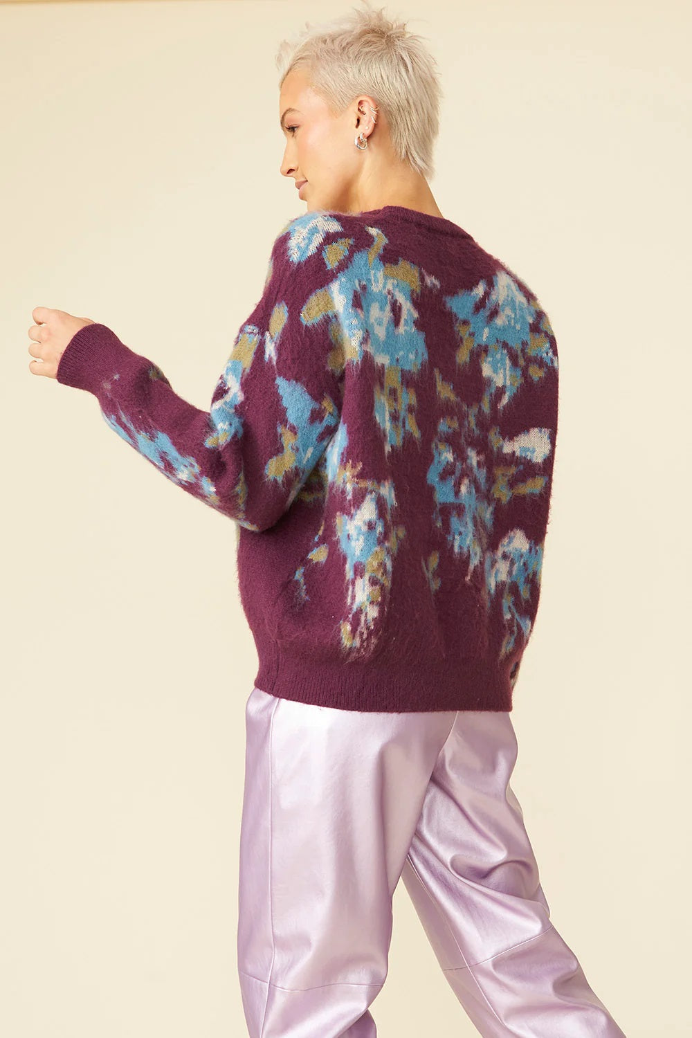 Banana Peel Blend Floral Purple Jumper Buy Me Fur Ltd