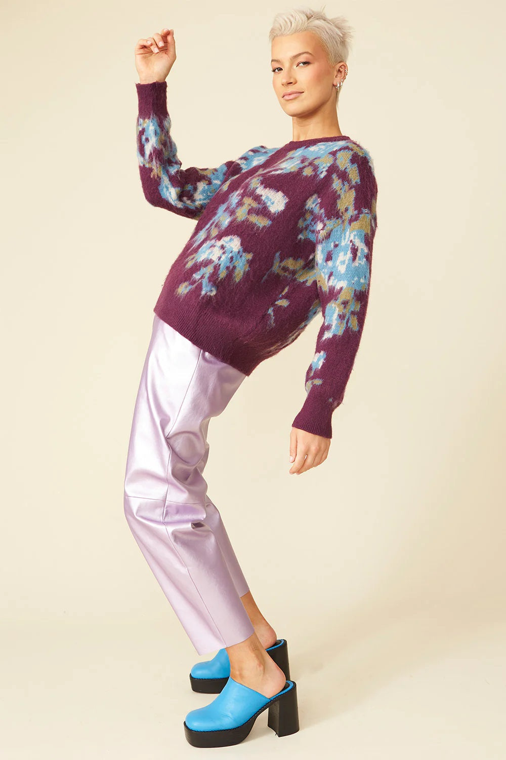 Banana Peel Blend Floral Purple Jumper Buy Me Fur Ltd