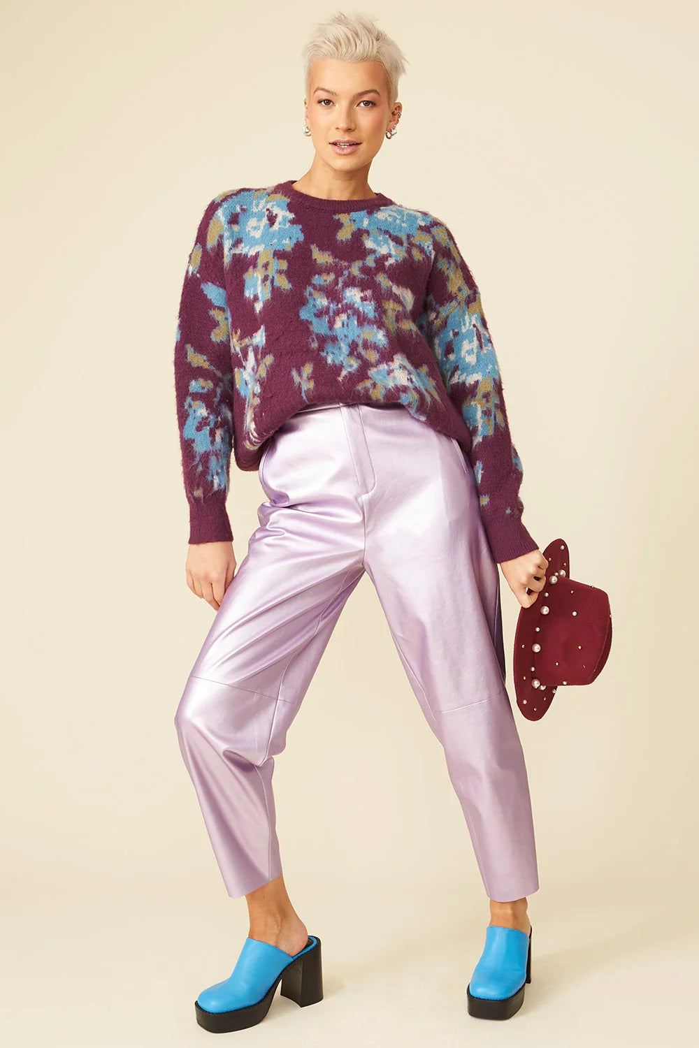 Banana Peel Blend Floral Purple Jumper Buy Me Fur Ltd