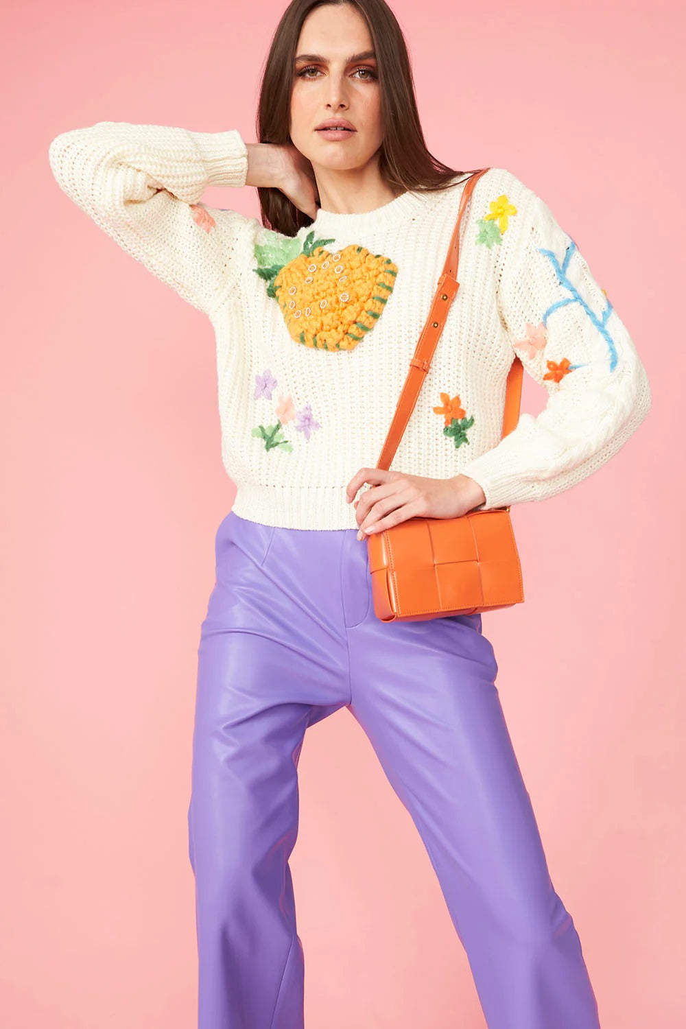 Banana Peel Embroidered Pineapple Jumper Buy Me Fur Ltd