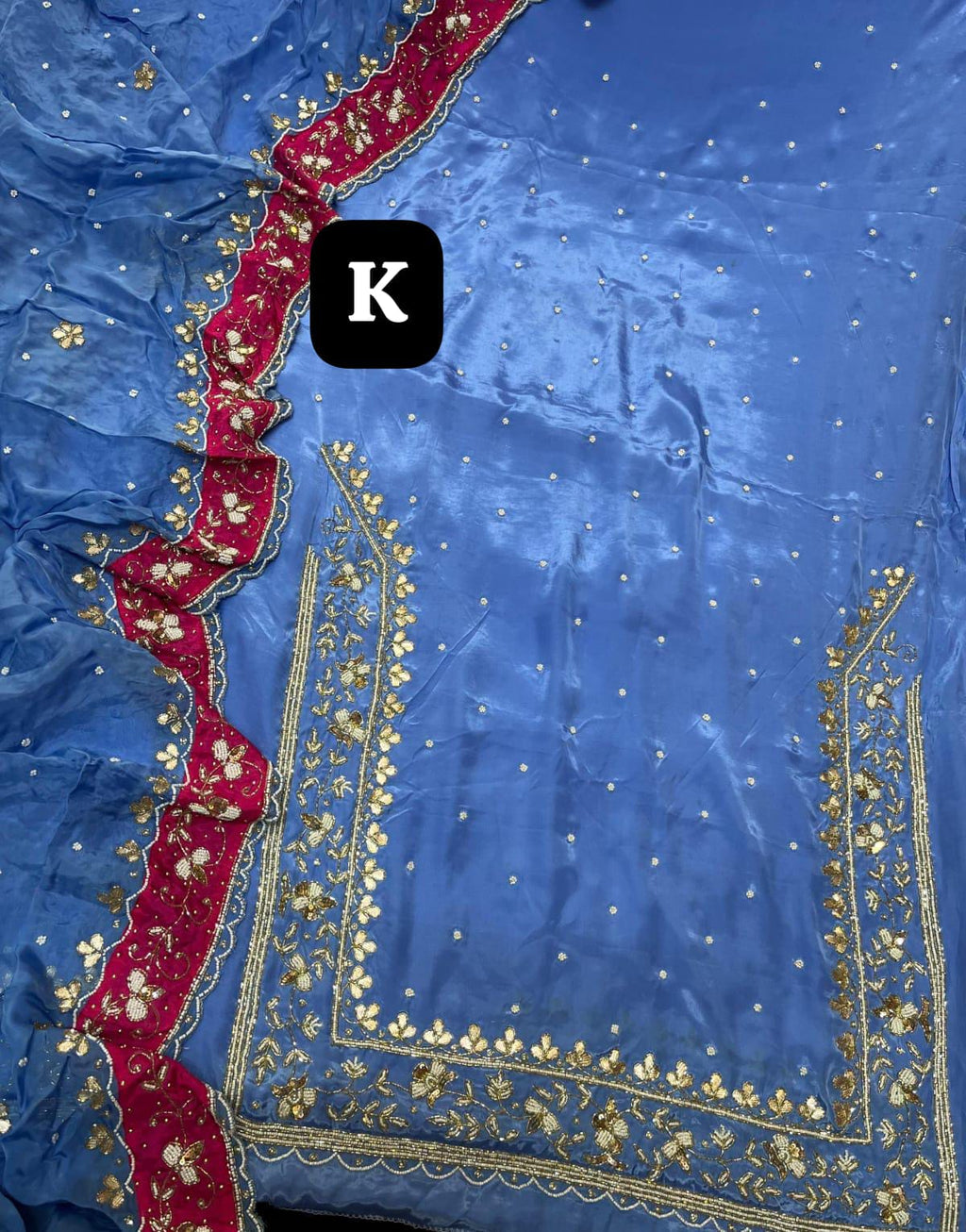 Punjabi salwar suit, Indian wedding outfit, wedding guest, Bridal Handwork crape silk Rosey's Creations