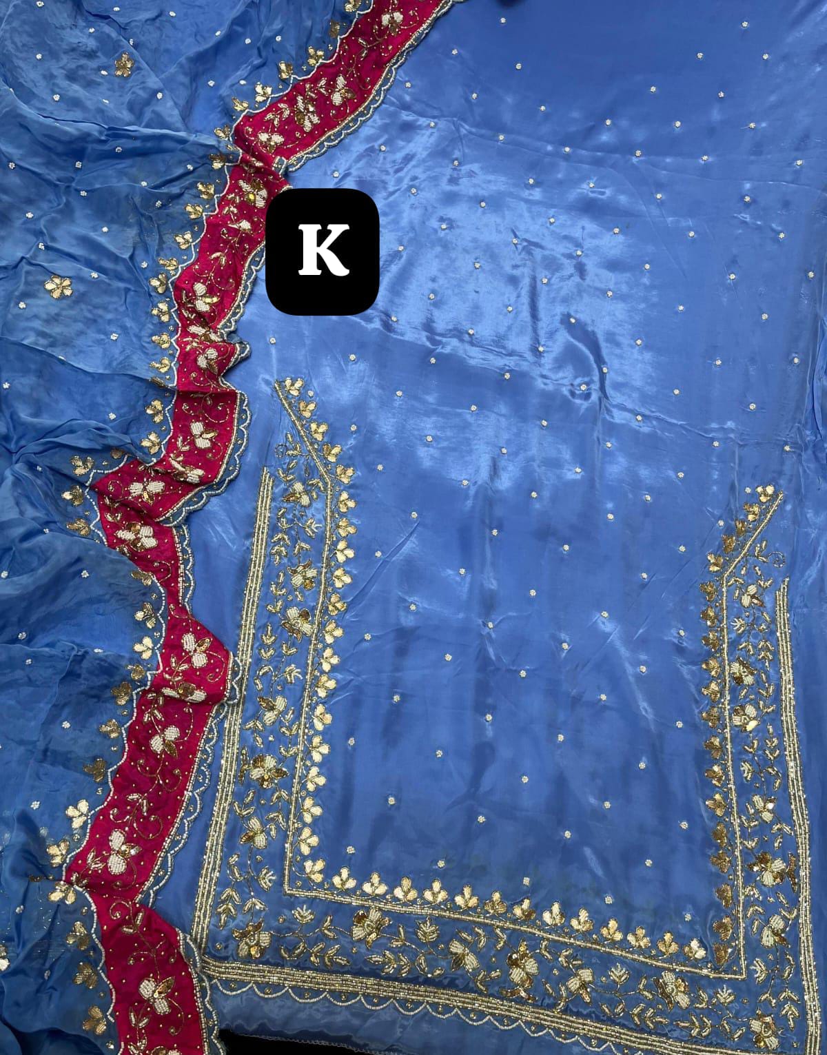 Punjabi salwar suit, Indian wedding outfit, wedding guest, Bridal Handwork crape silk Rosey's Creations