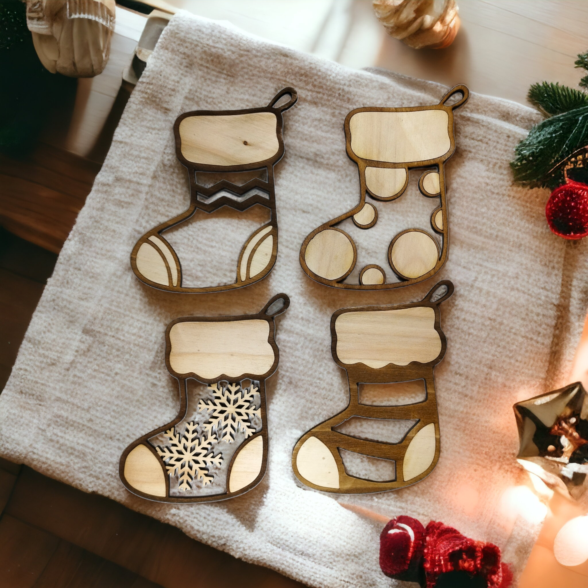 Christmas Socks Wooden Christmas Decoration Studio Rima