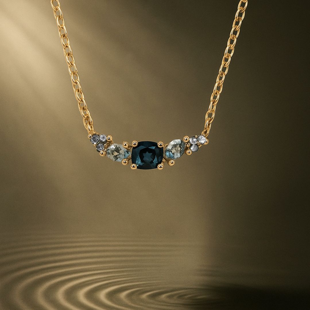 Elegant Topaz Cluster Gold Necklace - Zaria Dainty London