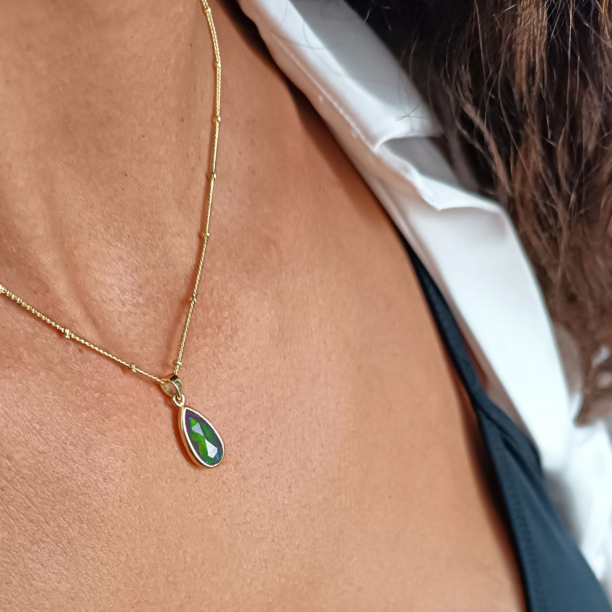 Simi Teardrop Gemstone Pendant with Green Onyx Azuni London