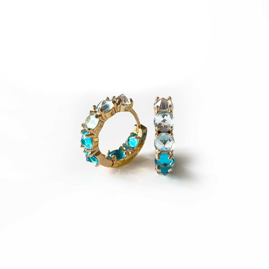 Arabella Aqua Jewel Hoop Earrings LUXE TONES