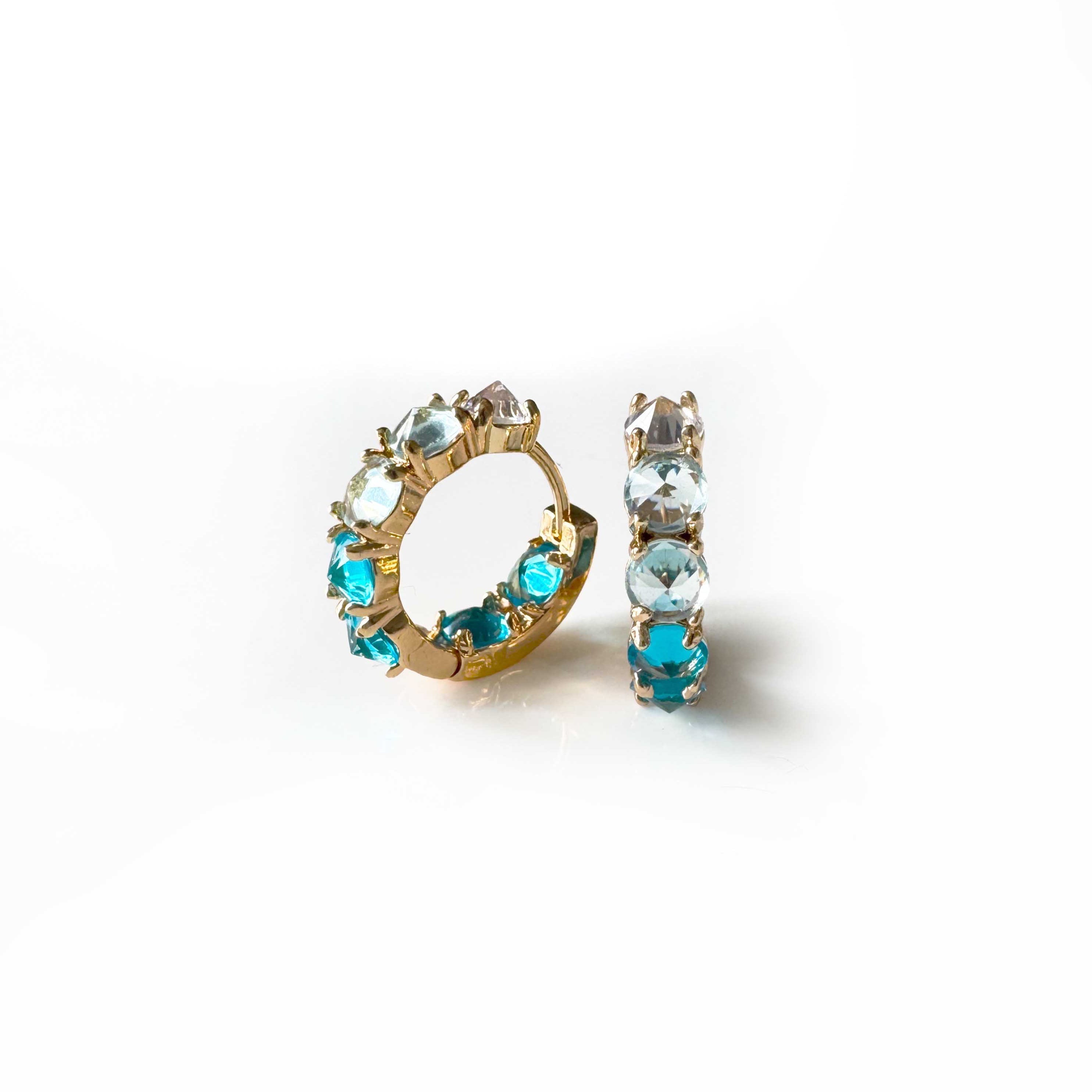Arabella Aqua Jewel Hoop Earrings LUXE TONES