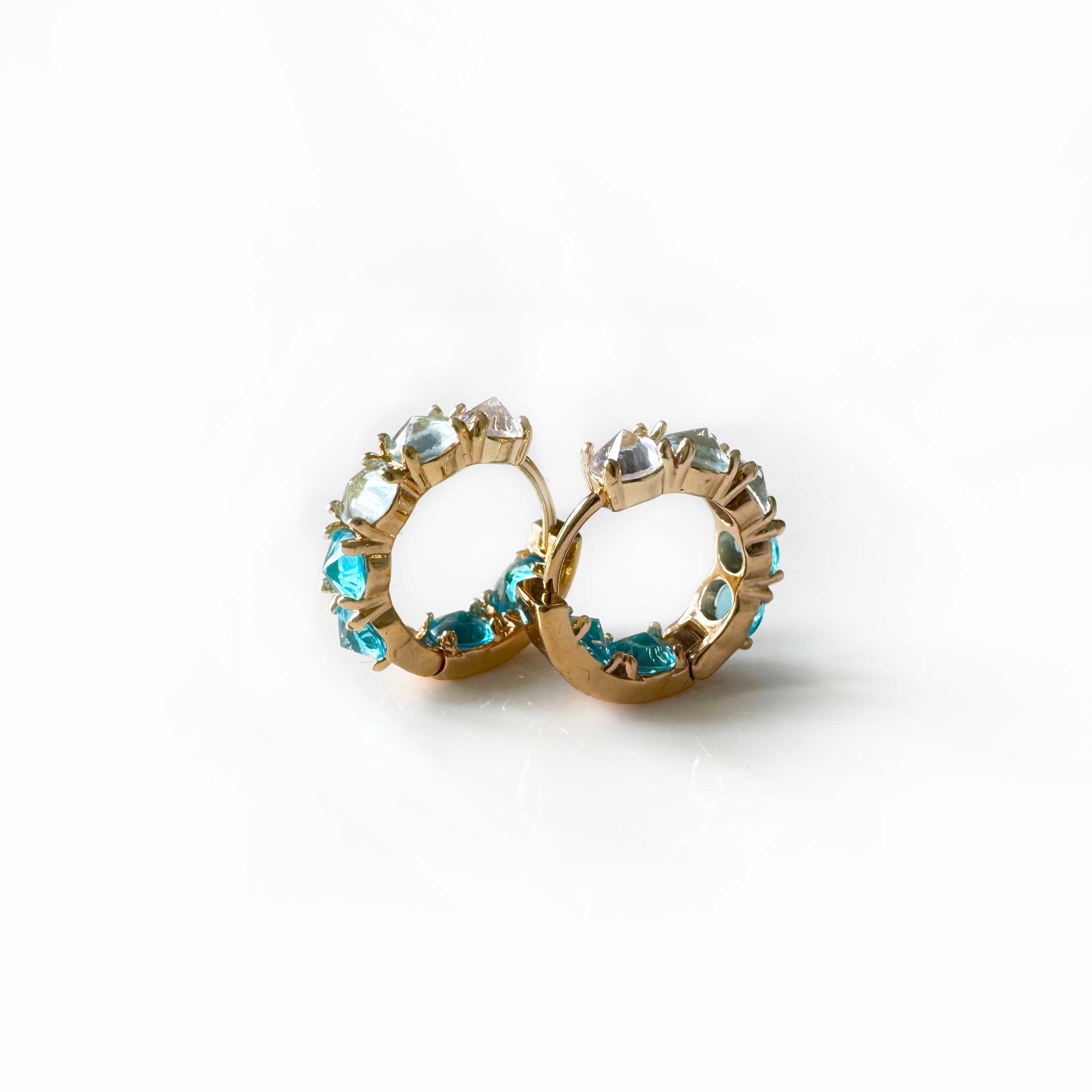 Arabella Aqua Jewel Hoop Earrings LUXE TONES