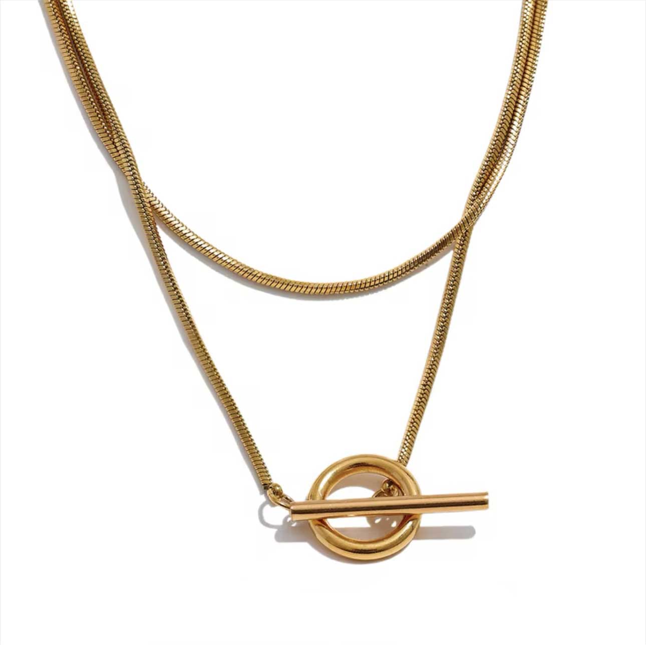 Matilda Luxe 18k Gold Plated Wraparound T Bar Necklace LUXE TONES