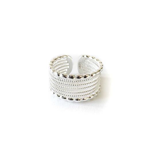 Saafi Silver Contemporary Wide Band Statement Ring LUXE TONES